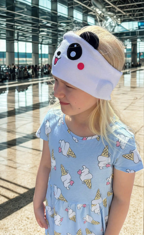 😴 Bluetooth Sovmask för Barn – Mjuk, Bekväm och Full av Magi Vit Panda Mochilino