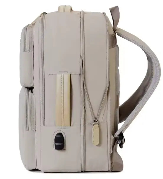 Beige Handbagage med många fack Mochilino